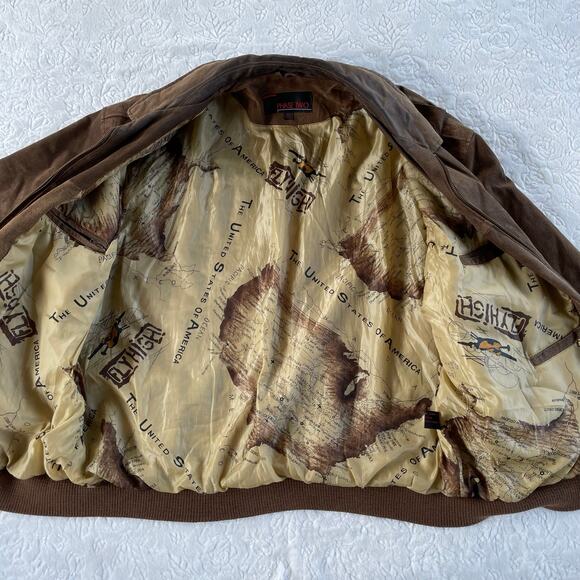 🔥VTG Phase Two Genuine Leather Bomber Aviator Pilot Jacket USA Map Lined Mens - Picture 7 of 16